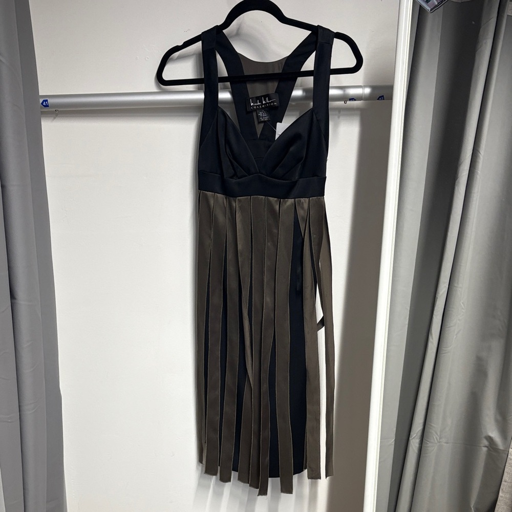 Nicole Miller Black and Brown Strappy Mini Dress